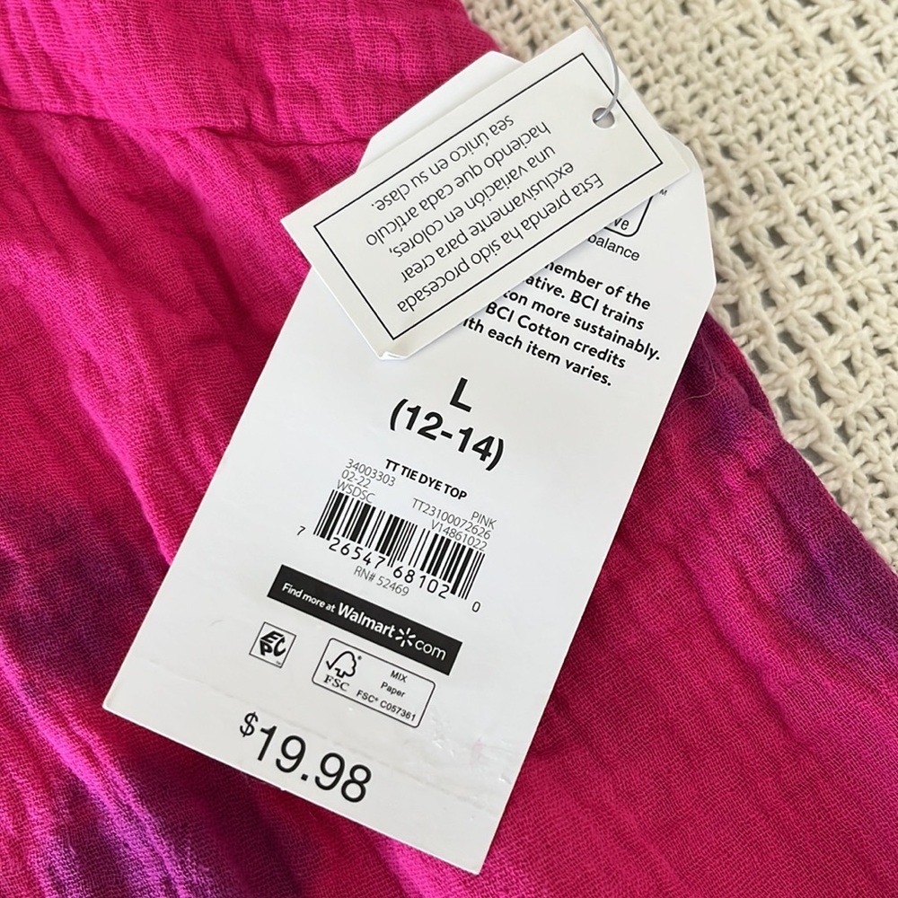 NEW! Time and Tru Tie-dye Sustainable 100% Cotton Top - Picture 10 of 12